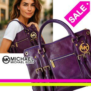 Rare! Michael Kors Women’s Leather Dark Purple/Plum Color Satchel handbag